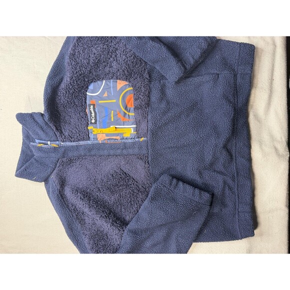 Columbia Other - Columbia Jacket Boys Large Blue Fleece 1/4 Zip Geometric Pocket Pullover Outdoor